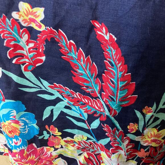 Talbots 100% Linen Navy Blue Shift Dress w Floral design Small - Picture 6 of 9